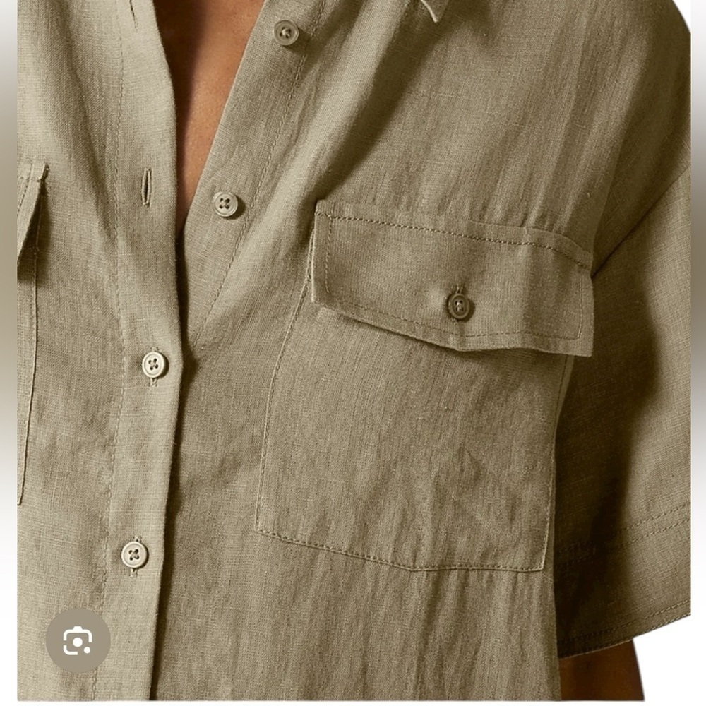 J.Crew - Utility Linen Shirt Dress in Olive Green Sz Xs - Picture 2 of 9